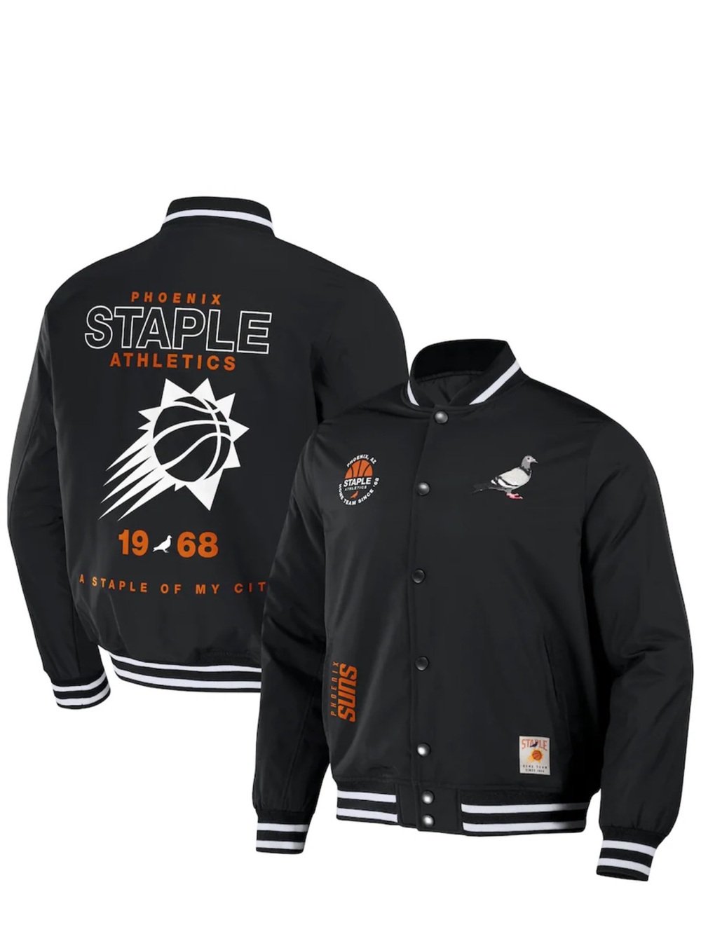 Men's Phoenix Suns NBA x Staple Black My City Full-Snap Varsity Jacket